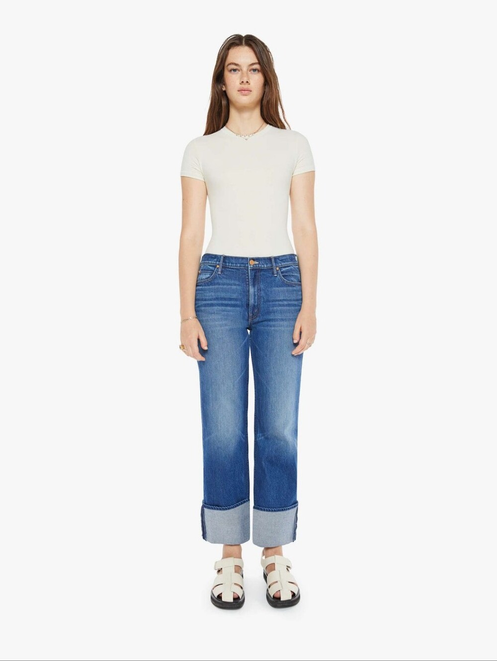 Mother - Checkerboard Duster Flood Cuff Denim - Bunny Hop